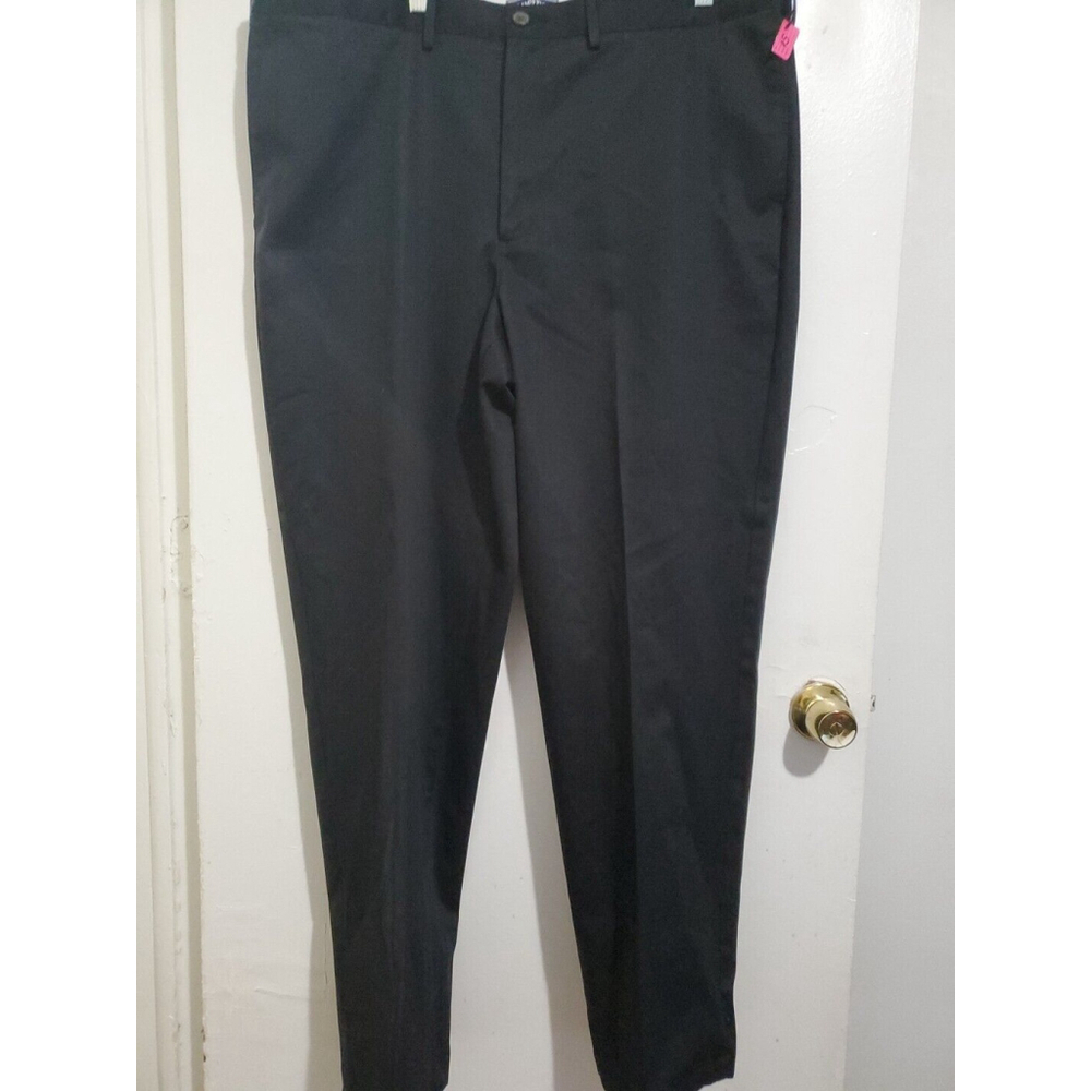 Lands' End Traditional Fit Dress Pants Men's Size 42 Black Flat Front Cotton